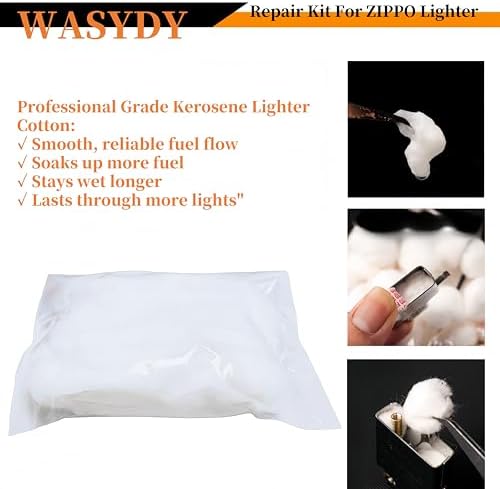 Kit de Reparación para Encendedores WASYDY, Juego de Mechas y Accesorios Compatibles con Encendedores Zippo, Incluye Gasket Metálico, Muelles y Más - imagen 7