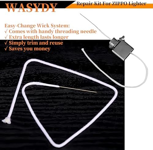Kit de Reparación para Encendedores WASYDY, Juego de Mechas y Accesorios Compatibles con Encendedores Zippo, Incluye Gasket Metálico, Muelles y Más - imagen 8