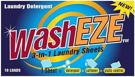 Hoja de detergente para ropa WashEZE 3 en 1 - 20 cargas, aroma fresco, sin líquido, suavizante y más - Aprobada para viajes, universidad, camping y - imagen 1