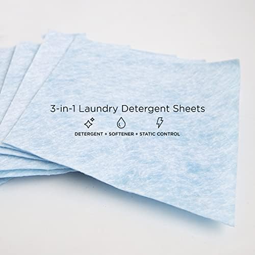 Hoja de detergente para ropa WashEZE 3 en 1 - 20 cargas, aroma fresco, sin líquido, suavizante y más - Aprobada para viajes, universidad, camping y - imagen 3
