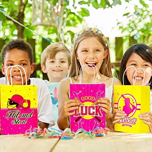 24 Piezas de Bolsas de Regalo de Softball para Fiestas, Bolsas de Dulces de Papel con Asa para Decoraciones de Cumpleaños y Baby Shower, 6 Diseños - imagen 5