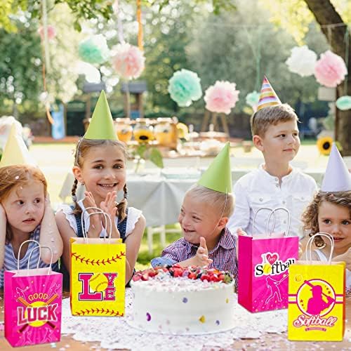 24 Piezas de Bolsas de Regalo de Softball para Fiestas, Bolsas de Dulces de Papel con Asa para Decoraciones de Cumpleaños y Baby Shower, 6 Diseños - imagen 7
