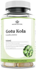 Suplemento de Extracto de Gotu Kola Nature Restore, 10% de Triterpenos, Máxima Efectividad, 90 Cápsulas, No GMO, Libre de Gluten, Vegano, Hecho en - imagen 1