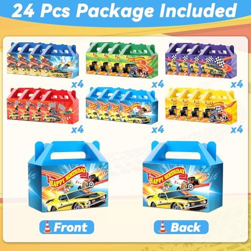 Cajas de Regalo de Fiesta de Autos de Carreras 24 Piezas con Ruedas, Decoración de Cumpleaños Temática de Carreras para Niños y Baby Shower - imagen 2