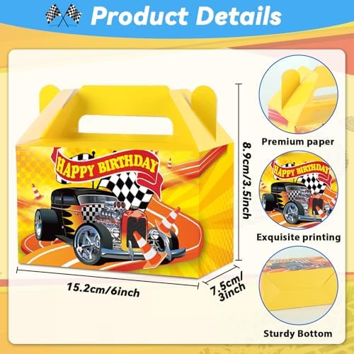 Cajas de Regalo de Fiesta de Autos de Carreras 24 Piezas con Ruedas, Decoración de Cumpleaños Temática de Carreras para Niños y Baby Shower - imagen 3