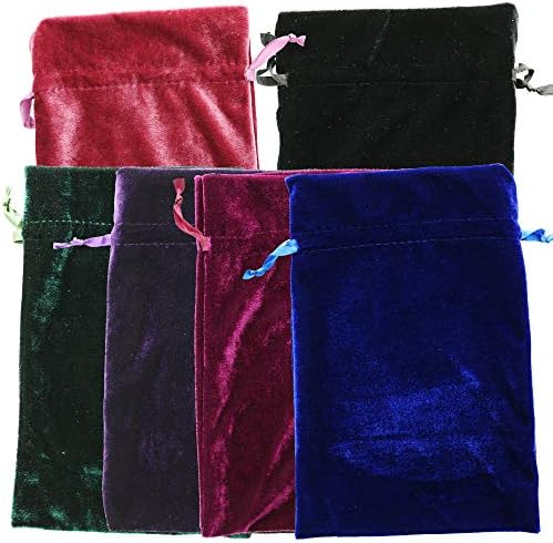 Bolsa de Terciopelo GiftExpress para Tarot y Runas, Paquete de 6: Verde Musgo, Azul Real, Púrpura, Vino, Rosa, Negro 6 x 9 - Ideal para Regalos de - imagen 3