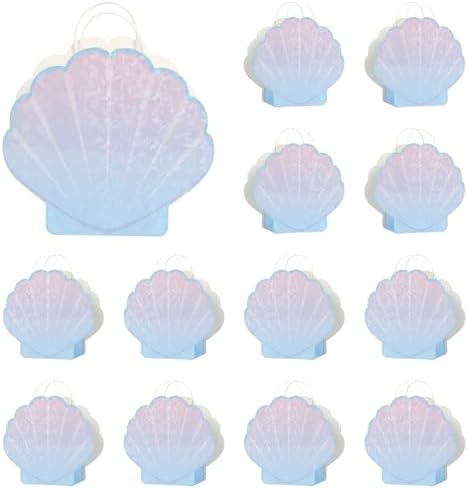 Jopffol Paquete de 12 Bolsas de Fiesta de Sirena – Bolsas de Regalo con Concha para Decoraciones de Cumpleaños Bajo el Mar, Suministros para Fiesta - imagen 1