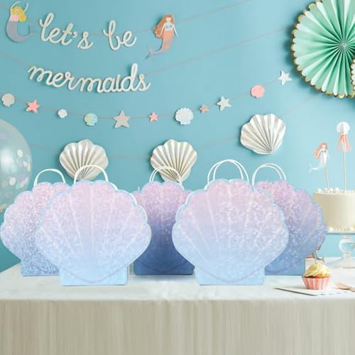 Jopffol Paquete de 12 Bolsas de Fiesta de Sirena – Bolsas de Regalo con Concha para Decoraciones de Cumpleaños Bajo el Mar, Suministros para Fiesta - imagen 5
