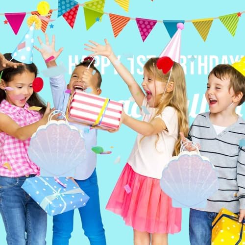 Jopffol Paquete de 12 Bolsas de Fiesta de Sirena – Bolsas de Regalo con Concha para Decoraciones de Cumpleaños Bajo el Mar, Suministros para Fiesta - imagen 7