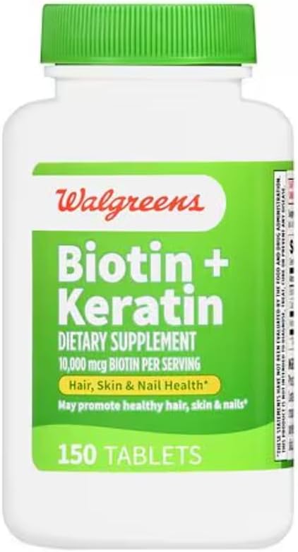 Walgreens Biotina + Queratina | 150 Tabletas | 10mg de Biotina + 100mg de Queratina | Suplemento para Cabello, Piel y Uñas - imagen 2