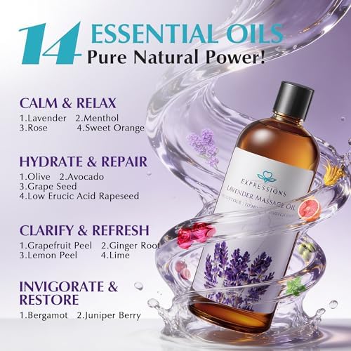 ACEITE DE MASAJE ANTI CELULITIS EXPRESSIONS WELLNESS - Aceite Corporal Tonificante con Lavanda, Jengibre y Toronja para Alivio Muscular y Relajación - imagen 3