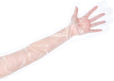 Guantes de Plástico Desechables Frymmx de 100 Piezas - Guantes Largos de Protección para Limpieza, Uso Médico, Agrícola y Hogar - imagen 1