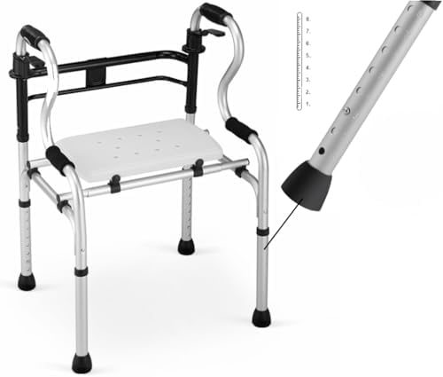 Tuberías de Andador de Aluminio, Pies Universales Antideslizantes, 8 Patas Ajustables con Puntas de Goma, Accesorios para Andador (Paquete de 2) - imagen 5