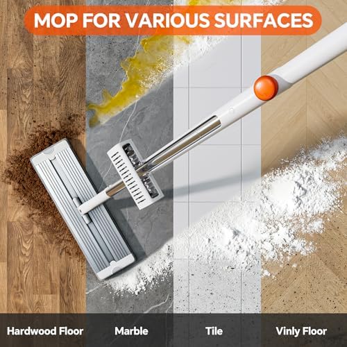 Mopa de Microfibra Autovaciable POPMOP - Mopa Plana Sin Manos con Cuchilla de Escurrido | Panel de Aluminio, Húmeda y Seca para Departamentos, Casas - imagen 3