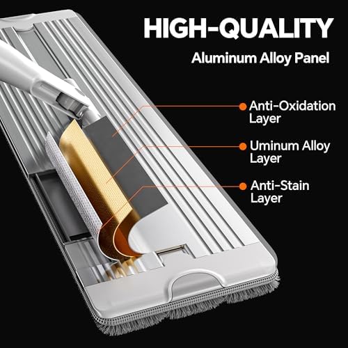Mopa de Microfibra Autovaciable POPMOP - Mopa Plana Sin Manos con Cuchilla de Escurrido | Panel de Aluminio, Húmeda y Seca para Departamentos, Casas - imagen 4
