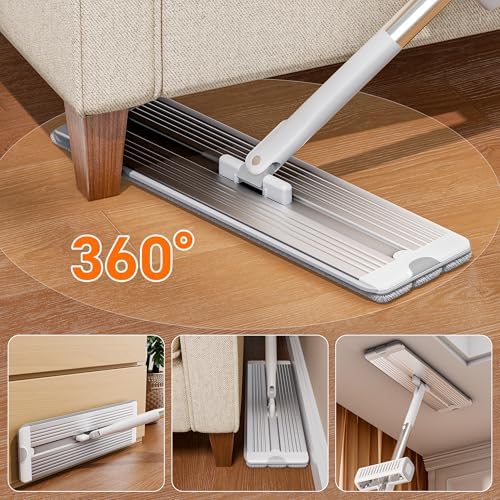 Mopa de Microfibra Autovaciable POPMOP - Mopa Plana Sin Manos con Cuchilla de Escurrido | Panel de Aluminio, Húmeda y Seca para Departamentos, Casas - imagen 5