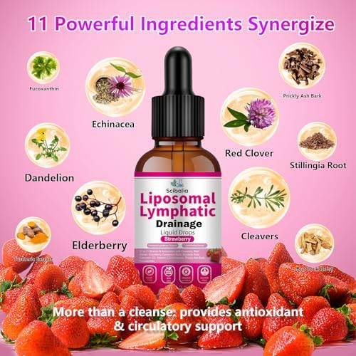 Gotas Liposomales de Drenaje Linfático Scibalia, 11 en 1, Soporte Orgánico con Trébol Rojo, Equinácea, Saúco y Raíz de Bardana para Limpieza - imagen 8