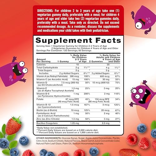 Gomitas Multivitamínicas para Niños Nature's Truth con Probióticos | 120 Piezas | Sabor Berry Punch | Suplemento Vegetariano, No GMO y Sin Gluten - imagen 2