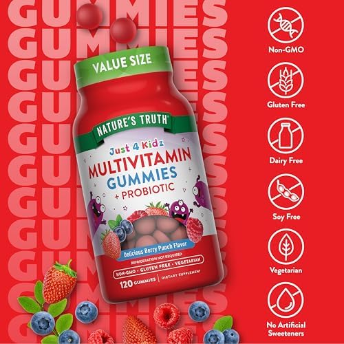 Gomitas Multivitamínicas para Niños Nature's Truth con Probióticos | 120 Piezas | Sabor Berry Punch | Suplemento Vegetariano, No GMO y Sin Gluten - imagen 3