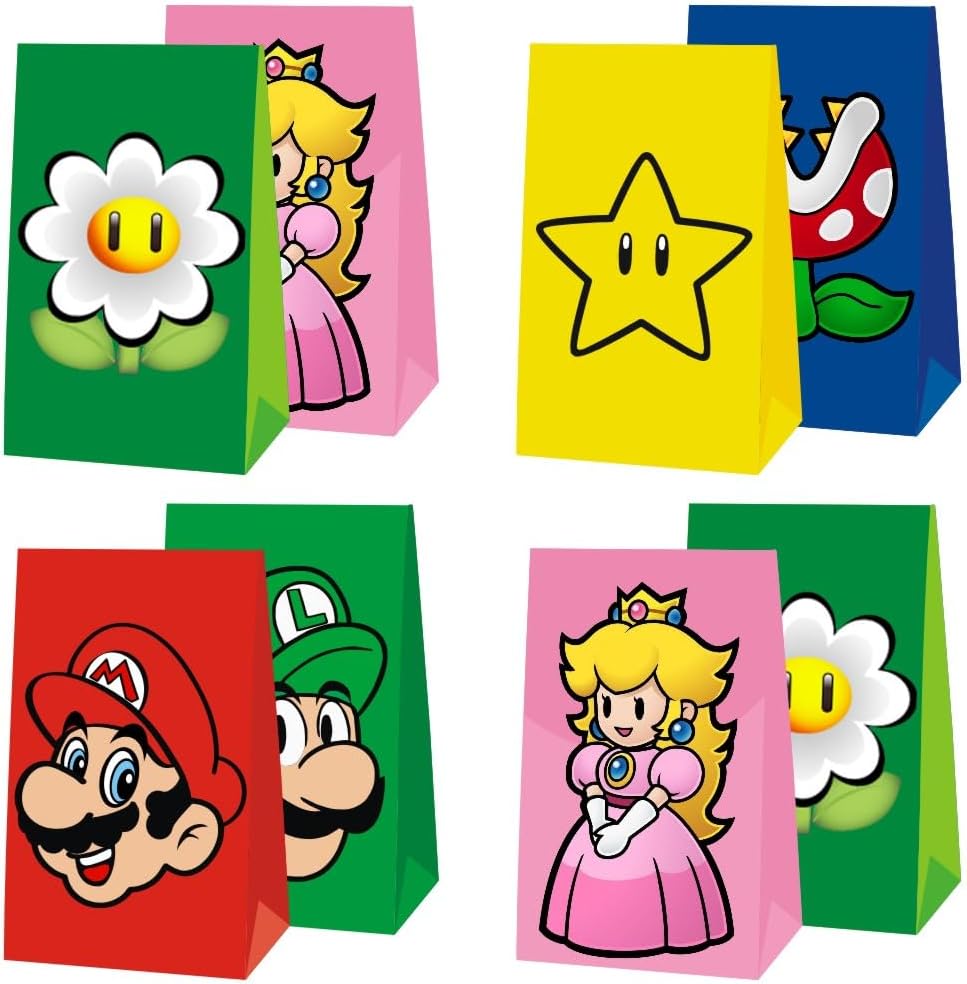 Bolsas de Regalo VAESCOL 12 Piezas para Fiesta de Cumpleaños Mario - Suministros de Decoración y Fiesta - imagen 3