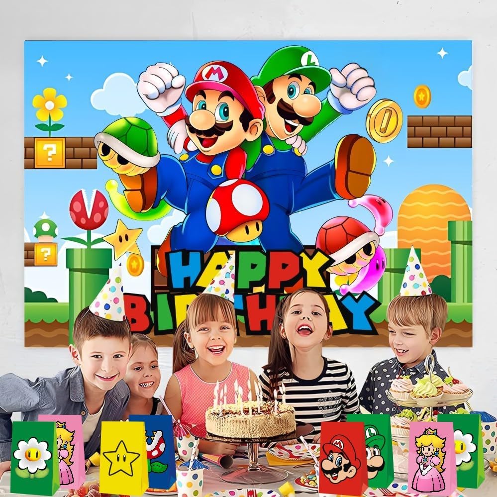 Bolsas de Regalo VAESCOL 12 Piezas para Fiesta de Cumpleaños Mario - Suministros de Decoración y Fiesta - imagen 4