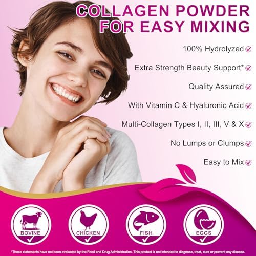 Polvo de Péptidos de Colágeno Múltiple LTQXGT - Hidrolizado para Mejor Absorción, Suplemento Sin Sabor para Piel, Cabello, Uñas y Articulaciones - - imagen 2