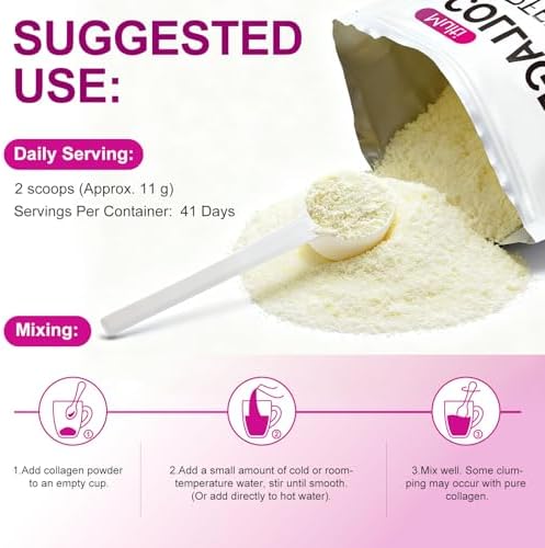 Polvo de Péptidos de Colágeno Múltiple LTQXGT - Hidrolizado para Mejor Absorción, Suplemento Sin Sabor para Piel, Cabello, Uñas y Articulaciones - - imagen 5