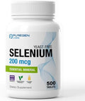 Puregen Labs Selenio 200 mcg Sin Levadura - 500 Tabletas Vegetarianas | Soporte Inmunológico y Antioxidante | No GMO, Sin Gluten - imagen 1