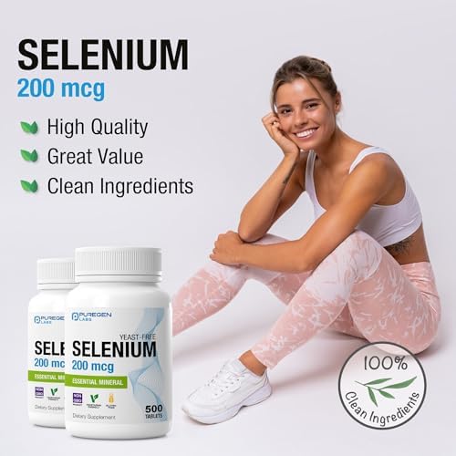 Puregen Labs Selenio 200 mcg Sin Levadura - 500 Tabletas Vegetarianas | Soporte Inmunológico y Antioxidante | No GMO, Sin Gluten - imagen 7