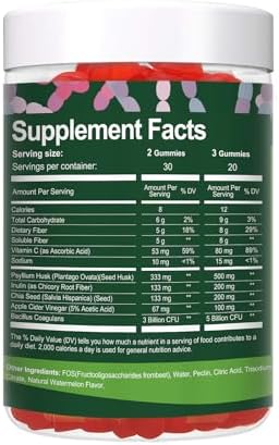 Gomitas Veganas 9 en 1 de Probióticos y Prebióticos para Adultos y Adolescentes, Suplemento de Fibra Sin Azúcar con Psyllium, FOS, Inulina, ACV y 5 - imagen 8