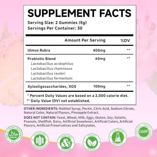 Gomitas Probióticas Femeninas Mchokuu con Prebióticos de Olmo Resbaladizo y Mezcla de Lactobacilos – Apoya Flora Saludable, Balance de pH, Función - imagen 2