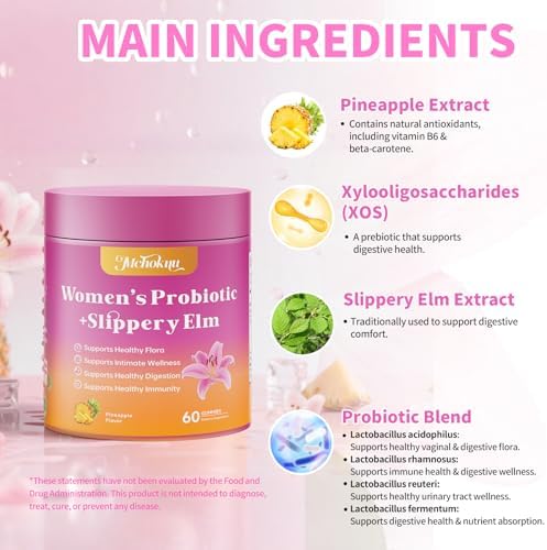 Gomitas Probióticas Femeninas Mchokuu con Prebióticos de Olmo Resbaladizo y Mezcla de Lactobacilos – Apoya Flora Saludable, Balance de pH, Función - imagen 3