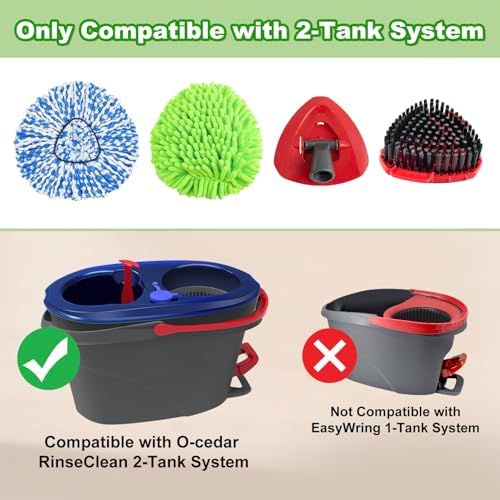Repuestos para Cabezas de Mop Ocedar Easywring RinseClean, 4 Recargas, 1 Cepillo y 1 Base para Limpiar Todo Tipo de Pisos - imagen 2