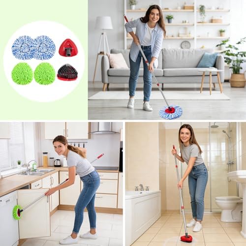 Repuestos para Cabezas de Mop Ocedar Easywring RinseClean, 4 Recargas, 1 Cepillo y 1 Base para Limpiar Todo Tipo de Pisos - imagen 7