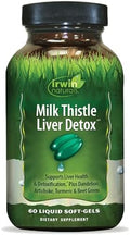 Irwin Naturals Detoxificador Hepático con Cardo Mariano - 60 Softgels Líquidos - Apoya la Salud del Hígado con Diente de León, Alcachofa, Cúrcuma y - imagen 1