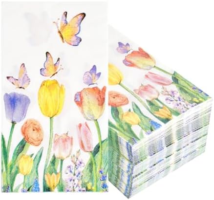 100 Piezas de Servilletas de Papel Desechables con Diseño de Tulipanes Acuarelados para Fiestas, Bodas y Decoración de Mesa - imagen 1