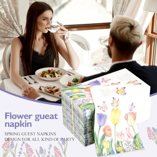 100 Piezas de Servilletas de Papel Desechables con Diseño de Tulipanes Acuarelados para Fiestas, Bodas y Decoración de Mesa - imagen 4