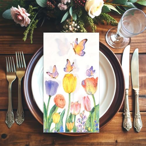 100 Piezas de Servilletas de Papel Desechables con Diseño de Tulipanes Acuarelados para Fiestas, Bodas y Decoración de Mesa - imagen 7