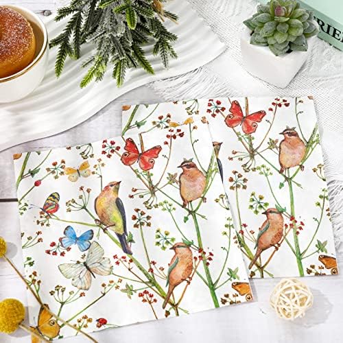 Servilletas Desechables AnyDesign de 100 Piezas con Mariposas y Flores Acuareladas para Bodas de Primavera, Fiestas de Té y Comidas - imagen 3