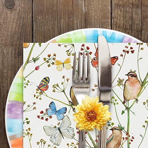 Servilletas Desechables AnyDesign de 100 Piezas con Mariposas y Flores Acuareladas para Bodas de Primavera, Fiestas de Té y Comidas - imagen 4