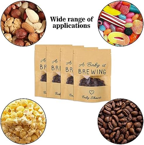 Bolsa Resealable Kraft Whaline de 50 Piezas para Baby Shower, Mini Bolsas para Café Un Bebé Está en Camino, 3.9 x 5.9 Pulgadas, Ideal para Fiestas de - imagen 4