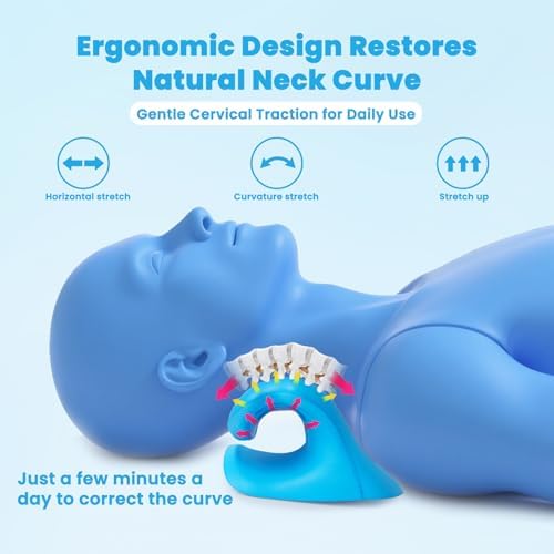 Dispositivo de tracción cervical Karlstruyn, corrector de joroba para el cuello, alivia el dolor de TMJ y hombros, relajador ergonómico para cuello y - imagen 3