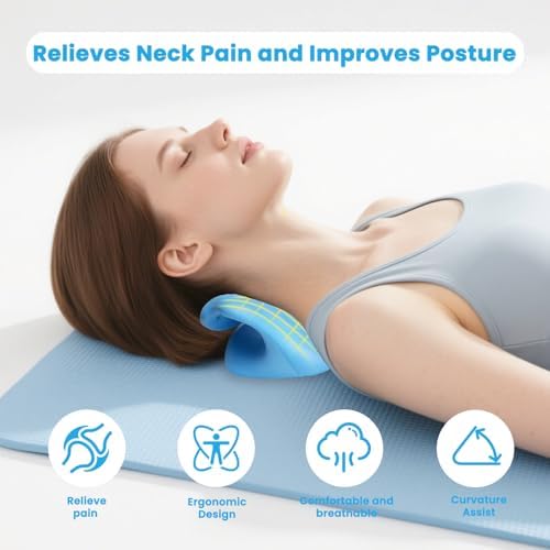 Dispositivo de tracción cervical Karlstruyn, corrector de joroba para el cuello, alivia el dolor de TMJ y hombros, relajador ergonómico para cuello y - imagen 4