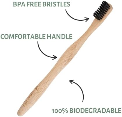 Cepillos de Dientes de Bambú Living Well con la Dra. Michelle (Paquete de 4) Ecológicos, Naturales, Sin BPA y Biodegradables, Infundidos con Carbón, - imagen 2