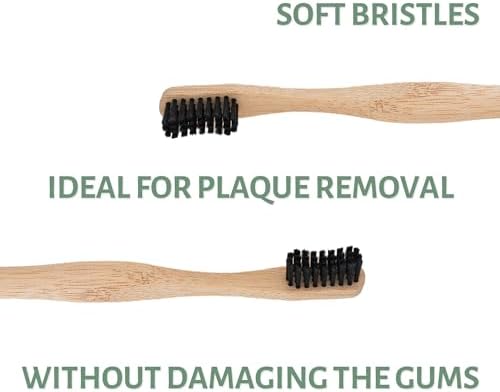 Cepillos de Dientes de Bambú Living Well con la Dra. Michelle (Paquete de 4) Ecológicos, Naturales, Sin BPA y Biodegradables, Infundidos con Carbón, - imagen 3