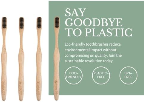 Cepillos de Dientes de Bambú Living Well con la Dra. Michelle (Paquete de 4) Ecológicos, Naturales, Sin BPA y Biodegradables, Infundidos con Carbón, - imagen 4