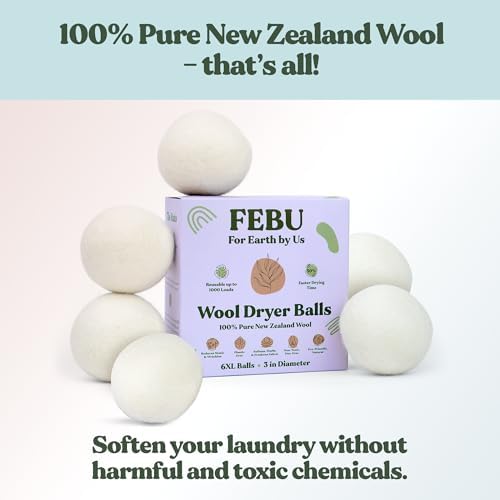 Bolas de Secado de Lana FEBU, Paquete de 6, XL | 100% Lana de Nueva Zelanda | Suavizante Natural Reutilizable | Alternativa a las Toallitas de Secado - imagen 5
