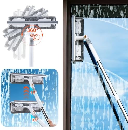 Limpiador de Ventanas Funest 126'' - Herramienta 2 en 1 con Extensión, Cabezal Rotatorio para Limpieza de Cristales, Ducha, Espejos y Autos - imagen 2