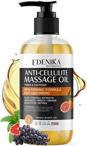 Aceite de Masaje Anticelulitis EDENIKA BOTANICALS, con Aceite de Semilla de Uva, Cafeína, Células Madre Vegetales y Retinol, 8 Fl Oz - imagen 1