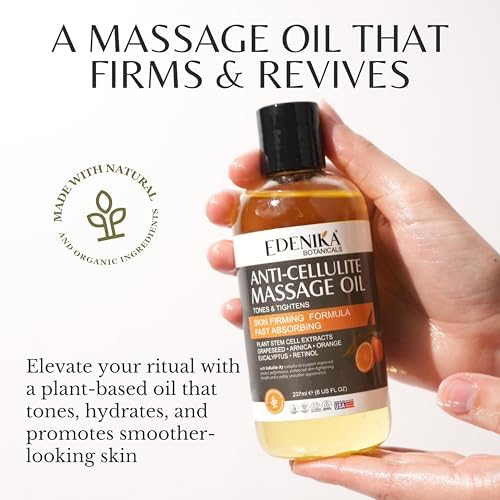 Aceite de Masaje Anticelulitis EDENIKA BOTANICALS, con Aceite de Semilla de Uva, Cafeína, Células Madre Vegetales y Retinol, 8 Fl Oz - imagen 3